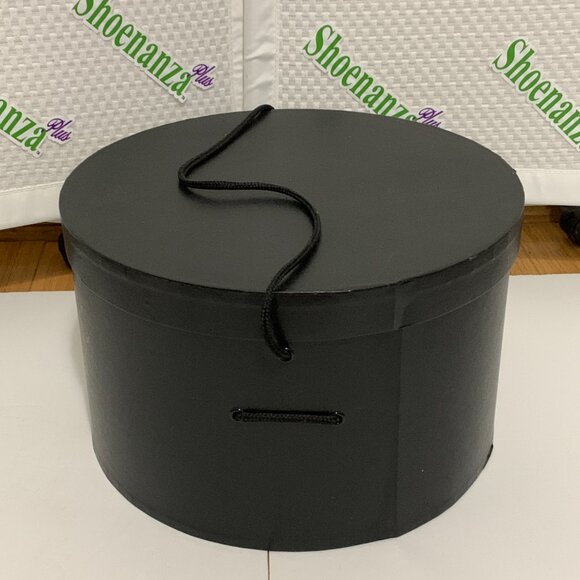 Vintage Goorin Bros Cardboard Hat Box Strap Storage Container Black Gold Logo - Picture 4 of 14